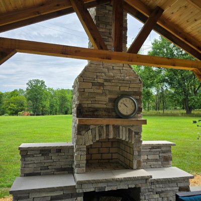 Natural stone fireplace